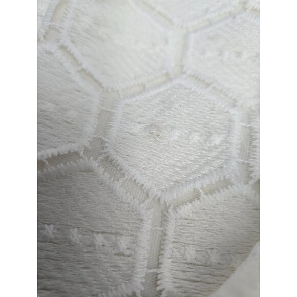 Anne Klein White Textured Long Sleeve Blouse Size 14 Hexagonal Pattern READ - Picture 7 of 7